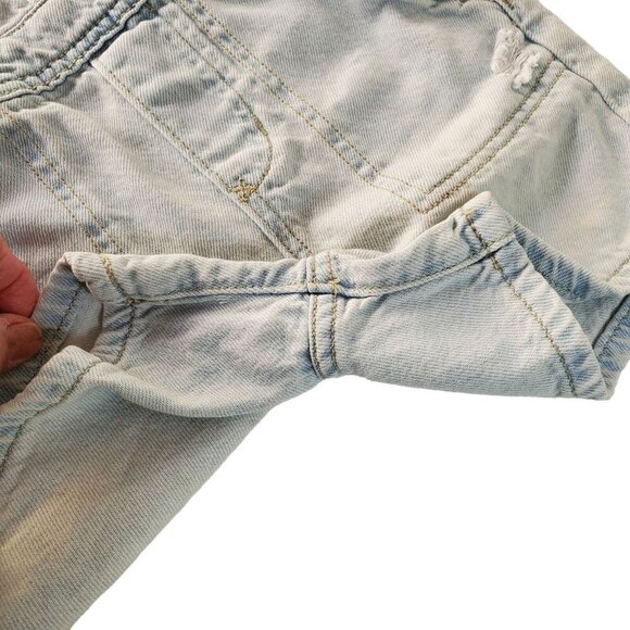 Cotton On Denim Bib Romper Kids Adjust Straps Distress Light Wash Unisex Size 6 - Picture 8 of 10